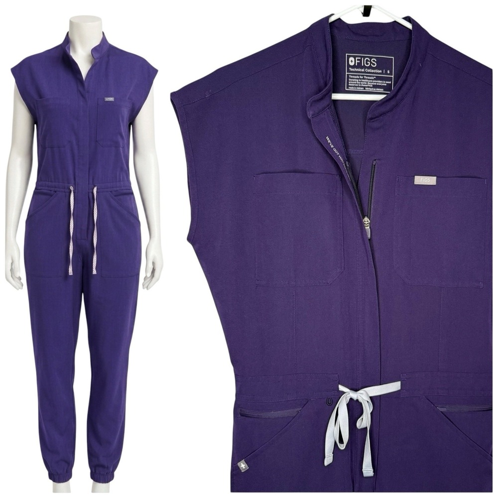 Figs Rafaela Small Cargo Scrub Jumpsuit Technical Collection‎ Purple Jam